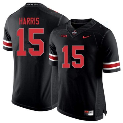 NCAA Ohio State Buckeyes Men's #15 Jaylen Harris Blackout Nike Football College Jersey HDU6745PF